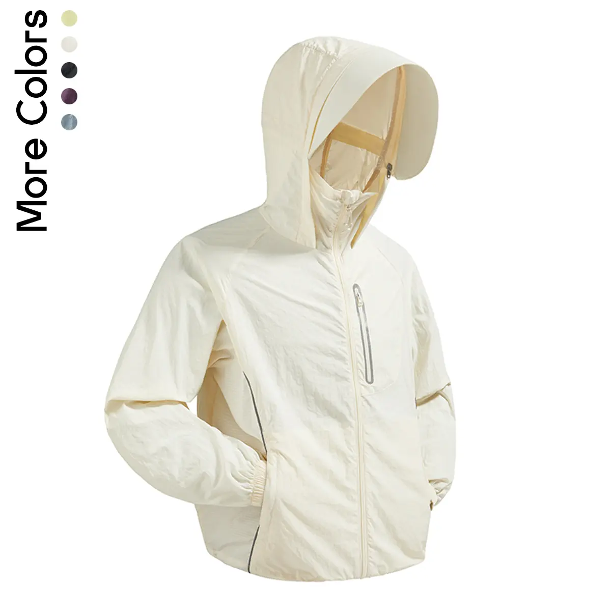 Performance Techwear Jacket for Men - Lightweight Breathable Hooded Windbreaker with Brim & Zipper Pockets - Versatile Outdoor Utility Coat for Cycling and Trekking