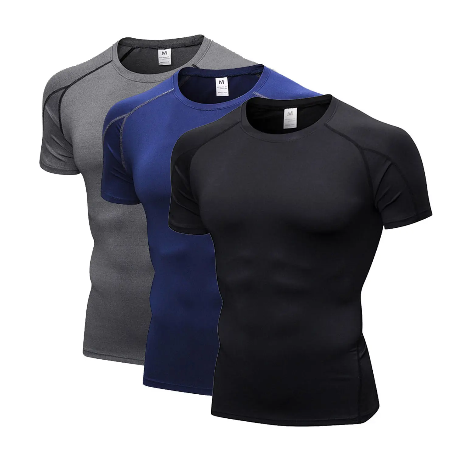 Dream Athlete 3 Pack Compression Undershirts for Men Short Sleeve Quick Dry Gym Shirts Base Layer T-Shirt Running Basketball Sports T-Shirt Fitness Activewear Athletic Apparel Breathable Workout Tops