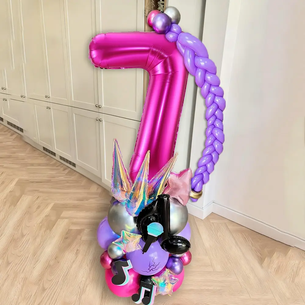 33-Piece Music Girl Group Cyberpunk Warrior Party Balloon Set, Includes Colorful Stars, Hearts, Ideal Gift for Concerts & Birthdays, Balloon Decorations Kit, Party Balloons Decorations, Balloon Party Supplies