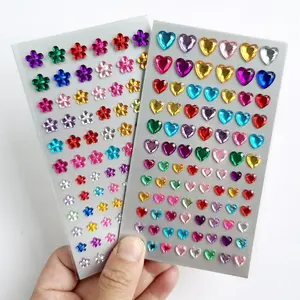 Multicolor Flower & Heart Shaped 3D Plastic Decals - Decorative Stickers, Party Style Adhesive Gemstones for DIY Crafts, Phone Case Decoration, and Gift Embellishments, Craft Decorations, Crafting Supplies, Playful Design, Vibrant Colors, Durable Decals