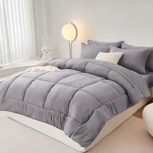 5/7pcs Comforter Set, Bedding, Cozy And Warm, Solid Color, Easy Care And Comfortable, Breathable Bed Set, For Twin, Full, King, Queen Bed Sizes, Suitable For Bedroom/Guest Room, Fits for All Seasons, Machine Washable