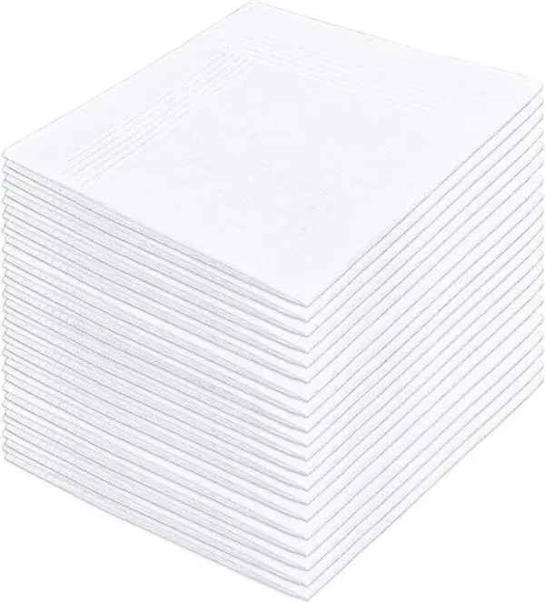 20-Pack Men's Handkerchiefs, Plain 100% Cotton Pocket Squares, Large 16x16 Inch Soft & Durable Hankies for Male Casual Wear, Exercise & Sweat, Dads, Basic, Fathers, Dining Out