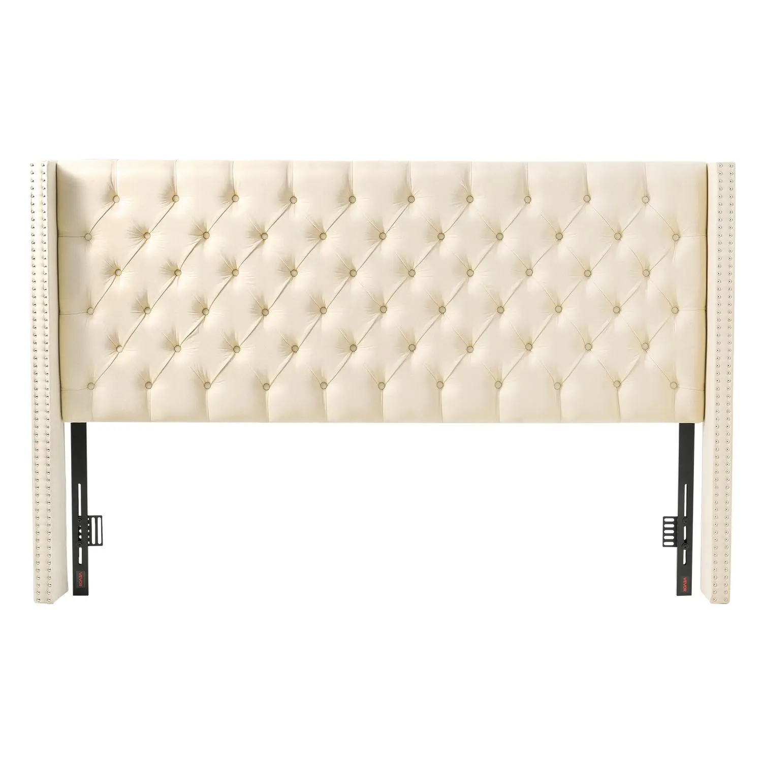 VEVOR King Size Modern Tufted Fabric Exterior Headboard, Fully Adjustable Height (W84.1 x H54.33-60.24 x D8.27 in) Luxury Headboard, Ideal for Bedroom, Cream, Modern Tufted Headboards, Fabric Exterior Headboards