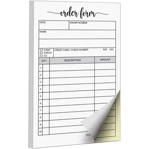 Order Form Pad, 3.4x5.5 Handheld 2-Part Carbonless, , Carbon Duplicate Copy Sales Receipt Form, Invoice Booklet, Cute for Small Boutique Business (50 Sets) White/Yellow