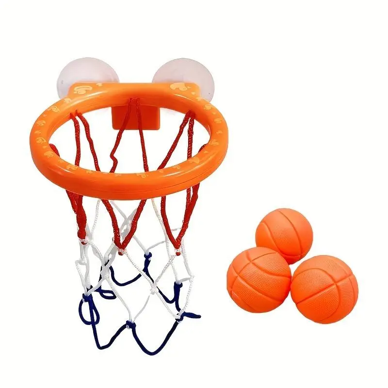 Children’s indoor sports toy for parent–child interaction in the bathroom—basketball set (1 hoop + 3 small balls), bath/shower shooting toy, children’s mini bathtub basketball hoop; suitable as a Halloween/Christmas/Thanksgiving/birthday gift.