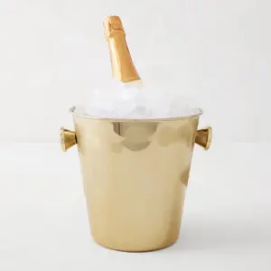 Z Gallerie Lourdes Gold Wine Cooler with Mother of Pearl Details Ice Cube Aluminium