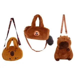Plush Capybara Capybara Plush Backpack Big Capacity Stuffed Capybara Crossbody bag Cotton Cute Cartoon Shoulder Bag Couple