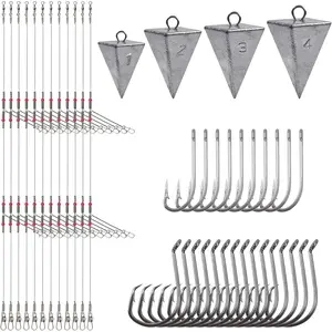 Surf Fishing Tackle Kit Double Hook Bottom Rigs Hi-Lo Fishing Leader Rigs for Pier Catfishing Beach Ocean Saltwater Fishing