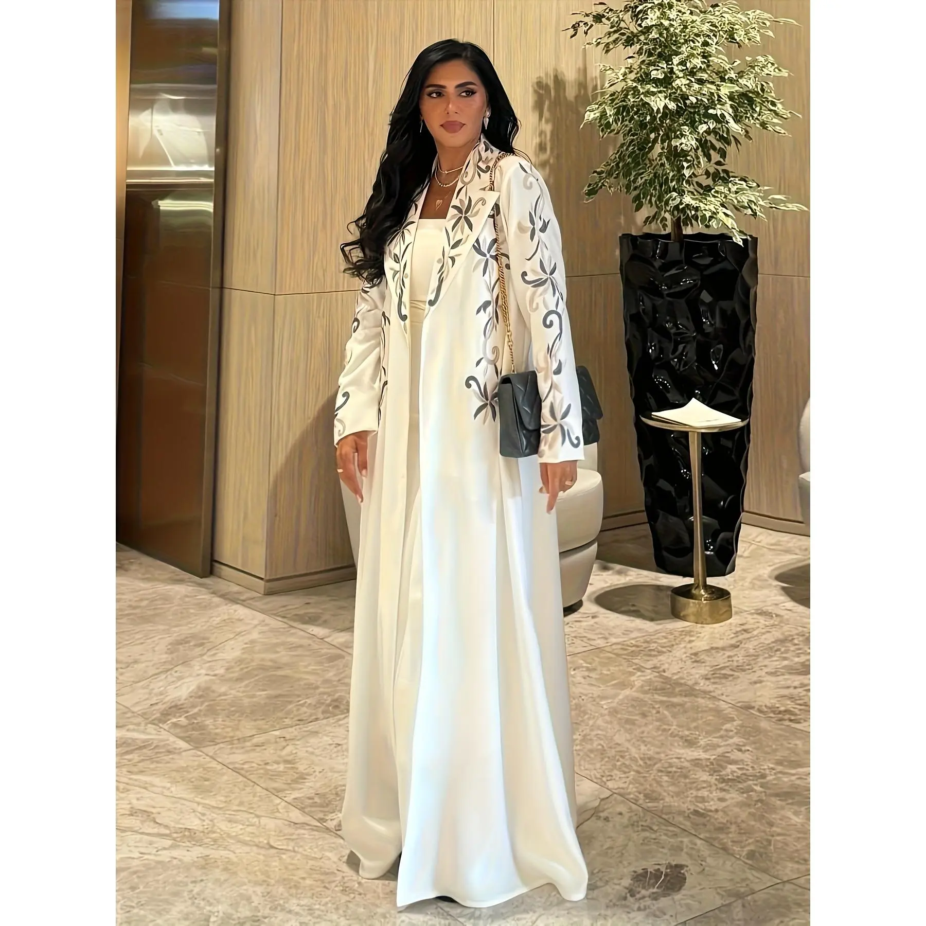 Elegant Embroidered Polyester Abaya for Women - Long Sleeve All-Season Robe for Casual or Formal Modest Fashion, Muslim Fashion, Abaya Fashion