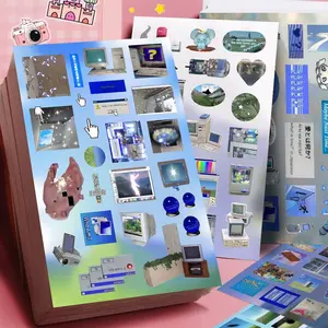 8Pcs Retro Y2K Stickers DIY Decorative Stickers Handbook Phone Case Collage Material Deco Sticker Aesthetic Stickers For Scrapbooking Planner Journaling Sticker Packs Sticker Set