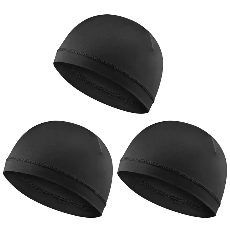 3 Pcs Skull Caps Soft Lightweight Beanie Hats Moisture-Wicking Stretchy Breathable Helmet Liner for Men Black Cap Cool Hat