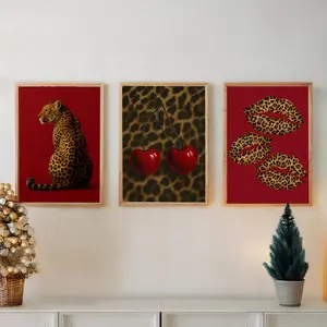 Luxury Leopard Wall Art Set | Fashionable Leopard Paw, Leopard Typography & Roaring Leopard