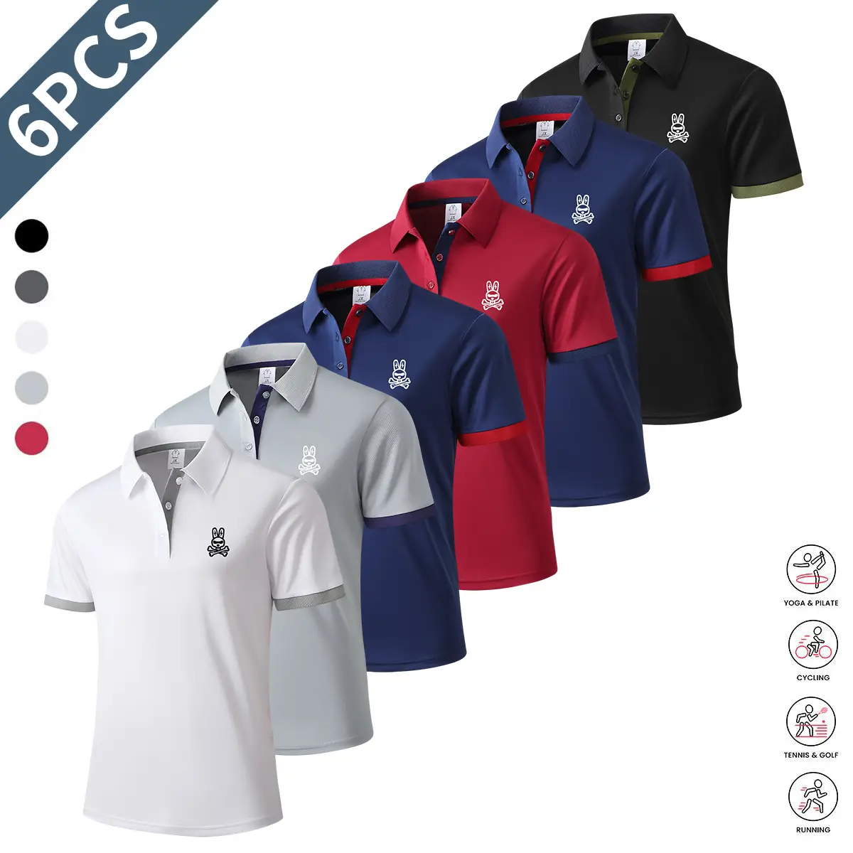 Multi-pack high-quality men’s short-sleeve polo shirts—stylish, breathable summer polos; premium polos suitable for business casual wear and comfortable tennis training, ideal as gifts.