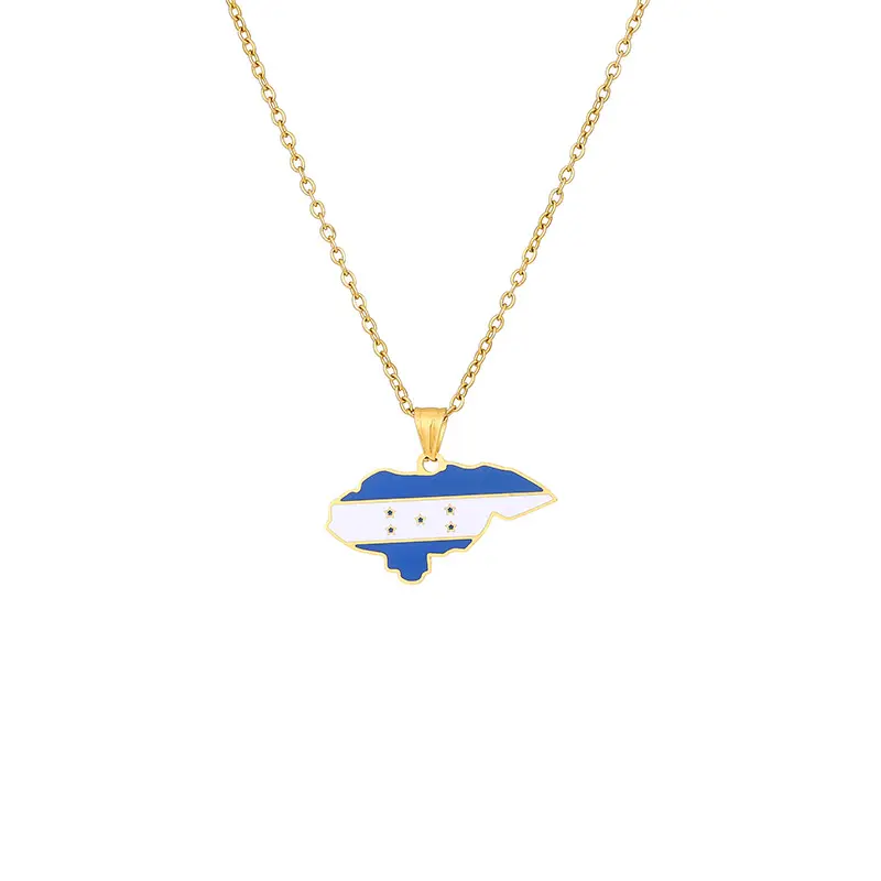 Honduras map necklace geometric men's and women's stainless steel item  pendant jewelry