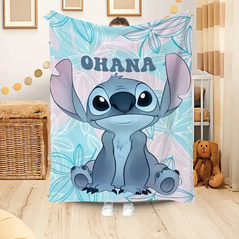 [SummerVibes] DISNEY CLASSIC Stitch Cozy Flannel Blanket - Soft, Warm, Office, Bed, And Travel - Ideal for Winter And Outdoor Activities