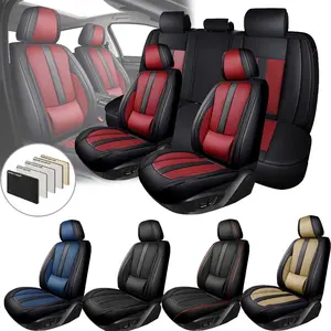 Car Seat Covers ,5-Seats Full Set Luxury Waterproof Leather Cushion Protectors, Front and Rear 40/60 Split Rear Bench Seat, Breathable 6mm foam, Auto Accessories Universal Fit for Vehicles Sedans SUVs