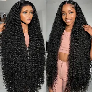 Gabrielle Hair Deep Wave Human Hair Wigs 200 Density  Natural Color 13x6 13X4 HD Transparent Lace Front Human Hair Wigs For Women 30 36 Inch Brazilian 4X4 Lace Closour Wet And Wavy Wigs summerwins