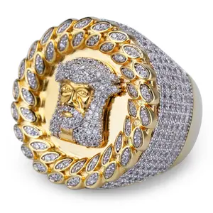 European and American big head men's ring Personalized micro-encrusted zircon hip hop ring jewelry