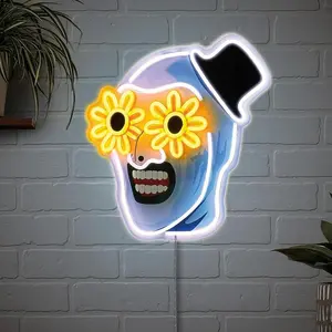 Art The Clown Terrifier Neon Sign, Decorative Neon Light, USB Powered Single Color LED Wall Decor For Halloween Parties And Decorations, Lighting And Decor Accessory Gift Glass