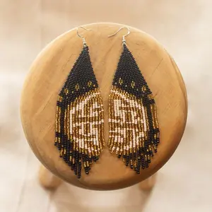 Lotus - Native Beaded Earrings with Blooming Petal Designs - Handmade by Native American Artisans - Mother Sierra