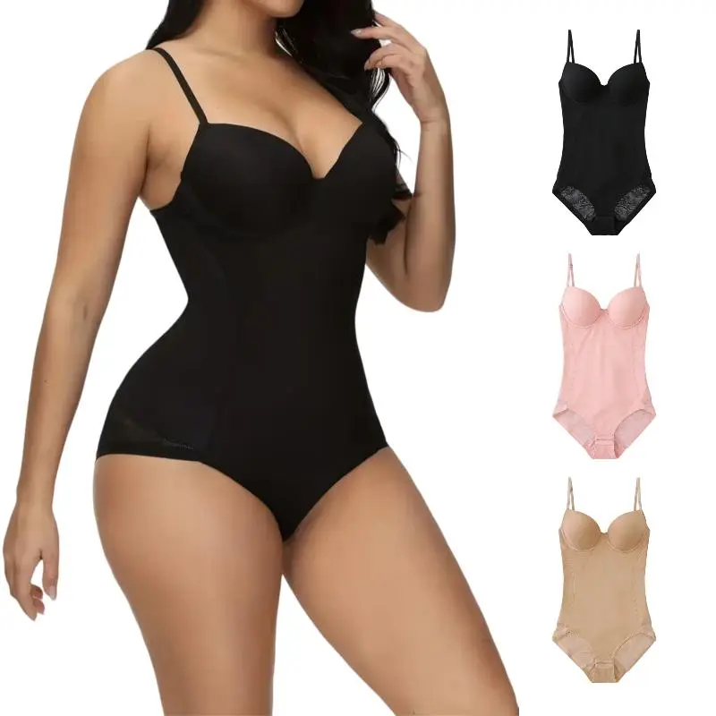 Women's Abdomen Control Bodysuit Underwear with Bra and Adjustable Straps, Casual Chic Feminine Basic Minimalist Slimming Shaping Artistry, Sizes S to XL for All Seasons, Shapewear