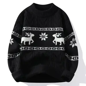 New Fall Winter High End Luxury Cashmere Sweater Men Thick Warm Mens Sweaters With Deer Korean Harajuku Christmas Jumper Knitwear