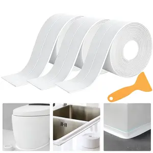 LMMAKE White Waterproof Caulk Tape PVC Self-Adhesive Strip for Bathroom Kitchen Shower Tile Sealant Durable Mold-Resistant Easy Install Flexible Design