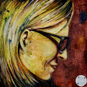 Emily 6" x 6" x 2" watercolor on claybord