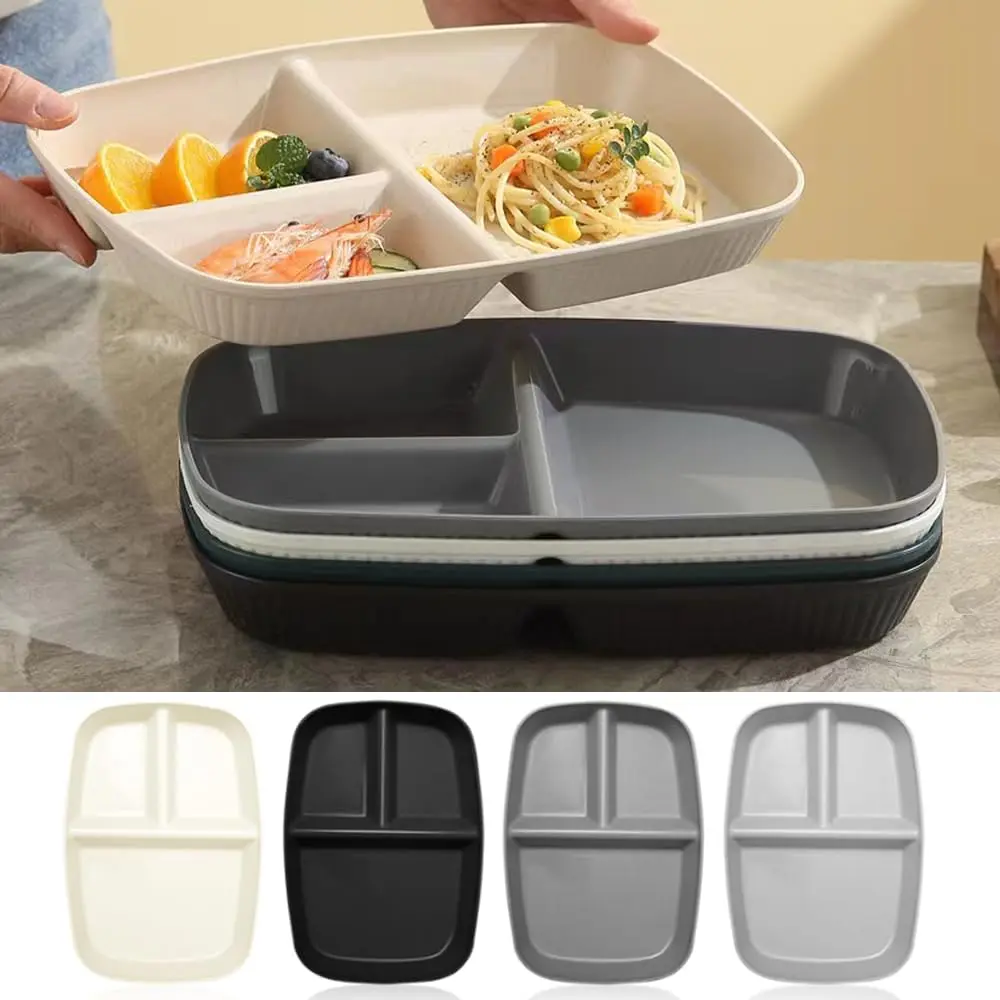 Unbreakable Divided Plates 10.5 Inch 4 count, Wheat Straw Plates,Portion Control Plate Adults, Microwave And Dishwasher Safe,  For Dinner Dishes Kitchen Picnic Party (Grey Series)
