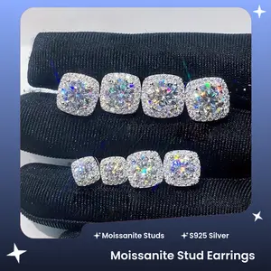Must Have 2026 New Arrivals S925 Silver Premium Moissanite Stud Earrings 0.3ct/0.5ct/1ct/2ct | Unisex Classic Ear Jewelry | Authentic Certificate | Black Friday Gift For Men & Women