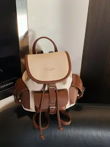 2026 Fashion New Colorblock Mini Backpack, Vintage College Style Drawstring Bag, Versatile Commuter Small Handbag, Lightweight Design Travel Book Bag for Women