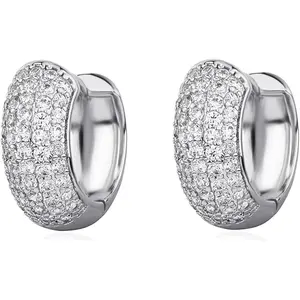 Diamond Gold Hoop Earrings 5A+ Cubic Zirconia 14K Gold Small Chunky Thick Cartilage Hoop Huggie Earrings For Men Women