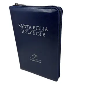 Biblia bilingue tam.manual RVR1960 azul marino nblue bilingual biblie kjv zipper indice