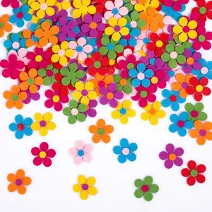 100pcs Colorful Felt Flowers, DIY Flower Material Pack, Fabric Handicrafts, Classroom Decoration, Bouquet Making, Christmas Decorations
