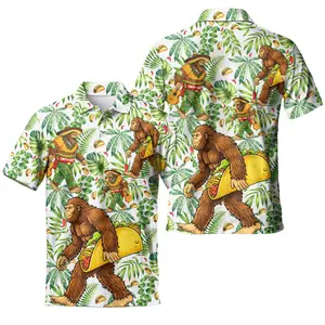 Bigfoot Taco Fiesta Golf Polo Shirt, Cinco de Mayo Hawaiian Style