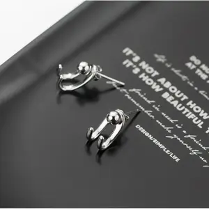 S925 Sterling Silver Stud Earrings Jewelry Front Back Style Simple Design for Women