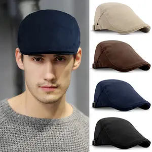 Mens Pure Cotton Flat Cap Adjustable Buckle Ivy Gatsby Newsboy Hat for Daily Outdoor Driving Golf Hunting All Seasons