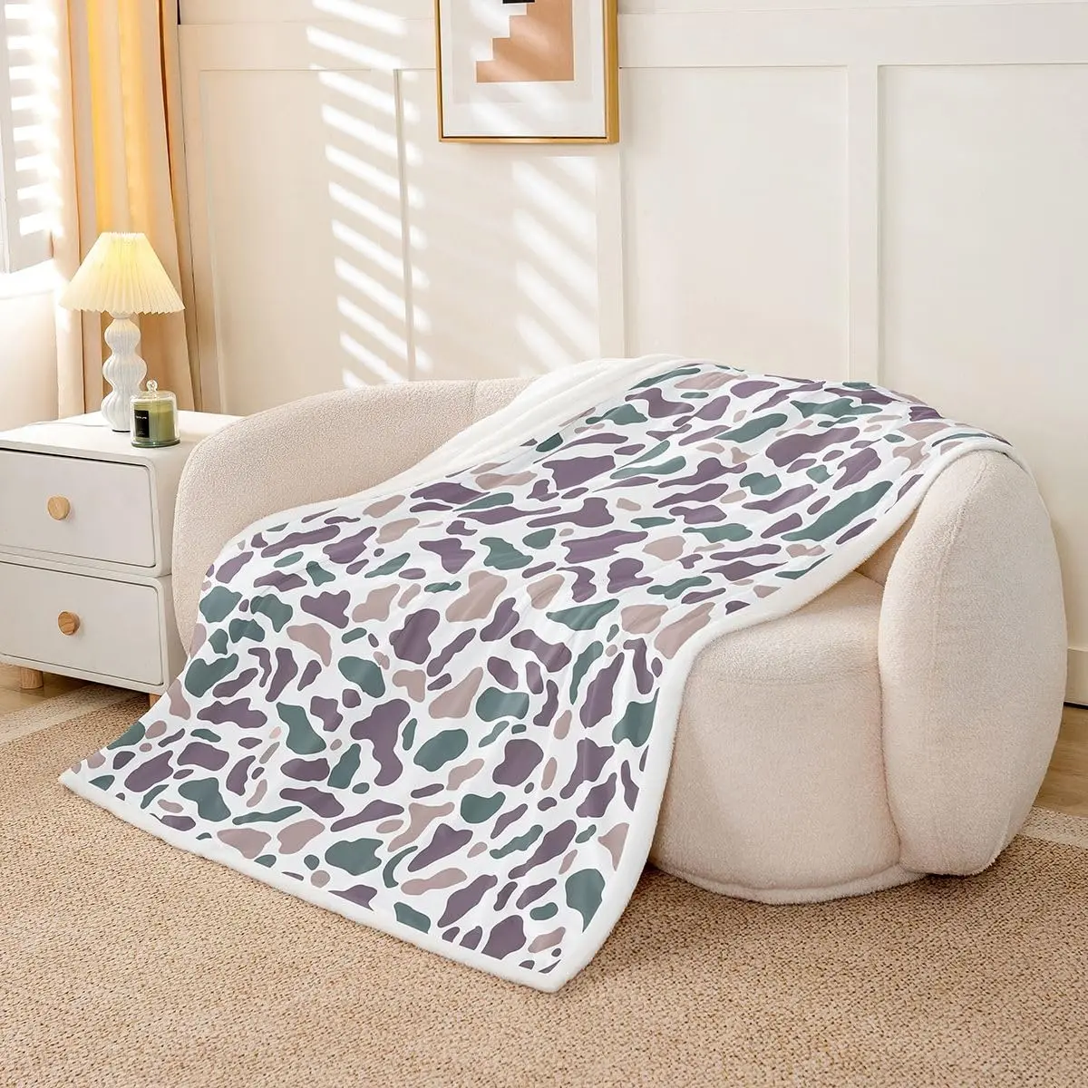 Camo Fleece Throw Blanket Green Brown Camouflage Sherpa Blanket Women Men Plush Fuzzy Wild Hunting Baby Farmhouse Cabin Rustic for Bed Couch Chair Living Room Bedroom