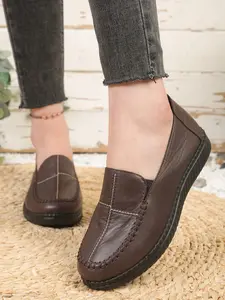 Women's Slip-On Lazy Shoes, Soft Sole Genuine Leather Loafers, Spring & Fall Commuter Single Shoe, Comfortable Casual Mom Shoes