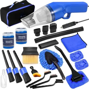 18PCS Car Cleaning Kit, Car Interior Detailing Kit with Blue High Power Handheld Vacuum, Detailing Brush Set, Windshield Cleaner, Cleaning Gel, Complete Auto Accessories for Men, Women.Christmas gift sets.