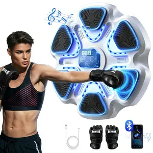 Music Boxing Machine,Smart Boxing Machine for Adults & Kids,Boxing Training Machine with Boxing Gloves, Music Playback Boxing Workout Equipment Target for Home, Office, Gym (W-Blue)