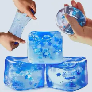 Satisfying Ice Cube Clear Stress Ball Sensory Toy Squishy ASMR Return to Original Shape Slime Texture Decompression Squeeze