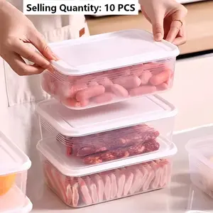 10-Piece Freezer Storage Box Set, Leak-Proof Transparent Plastic Stackable Food-Grade PP Produce Saver Containers, Ideal for Grains, Meat, Fruits, Kitchen Organization