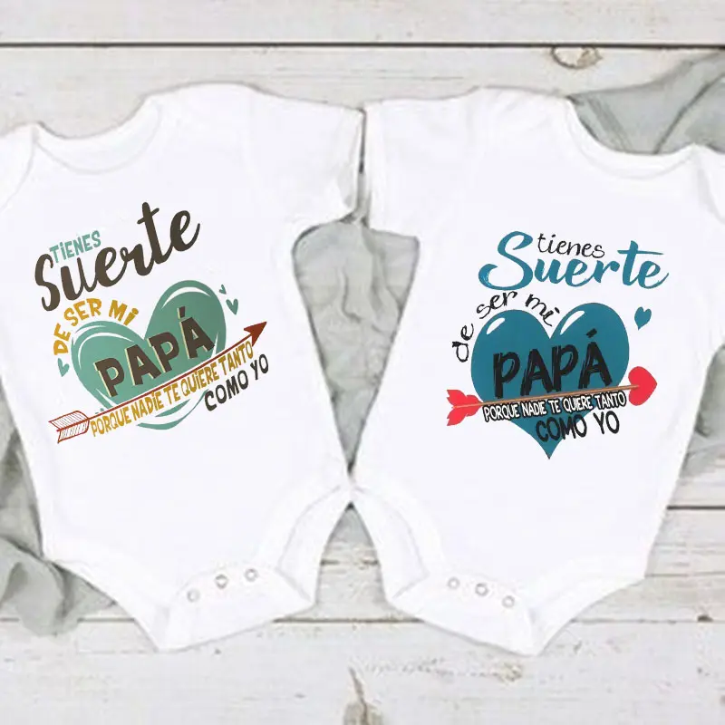 Unisex 100% Cotton Baby Bodysuit - Short Sleeve Baby Clothing with Funny Spanish Print, Newborn Toddler Jumpsuit with Snap Buttons, Toddler Outfit, Fitted, Envelope Neck, All Seasons, Skin-Friendly, Infant, Machine Washable, All Over Print, Novelty Print