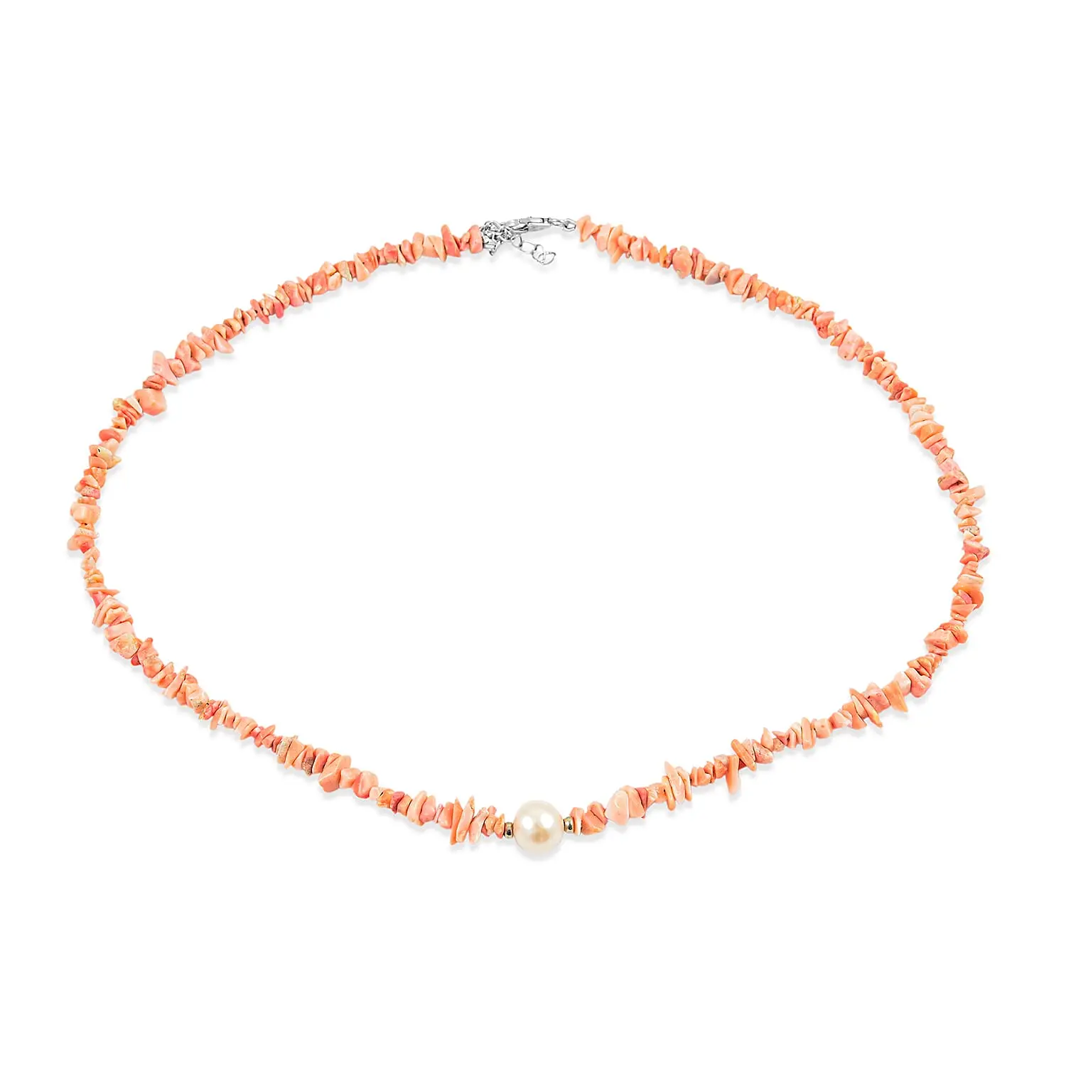 Pearl, Pink Opal Beaded Necklace (18-20 Inches) in Sterling Silver 58.50 ctw