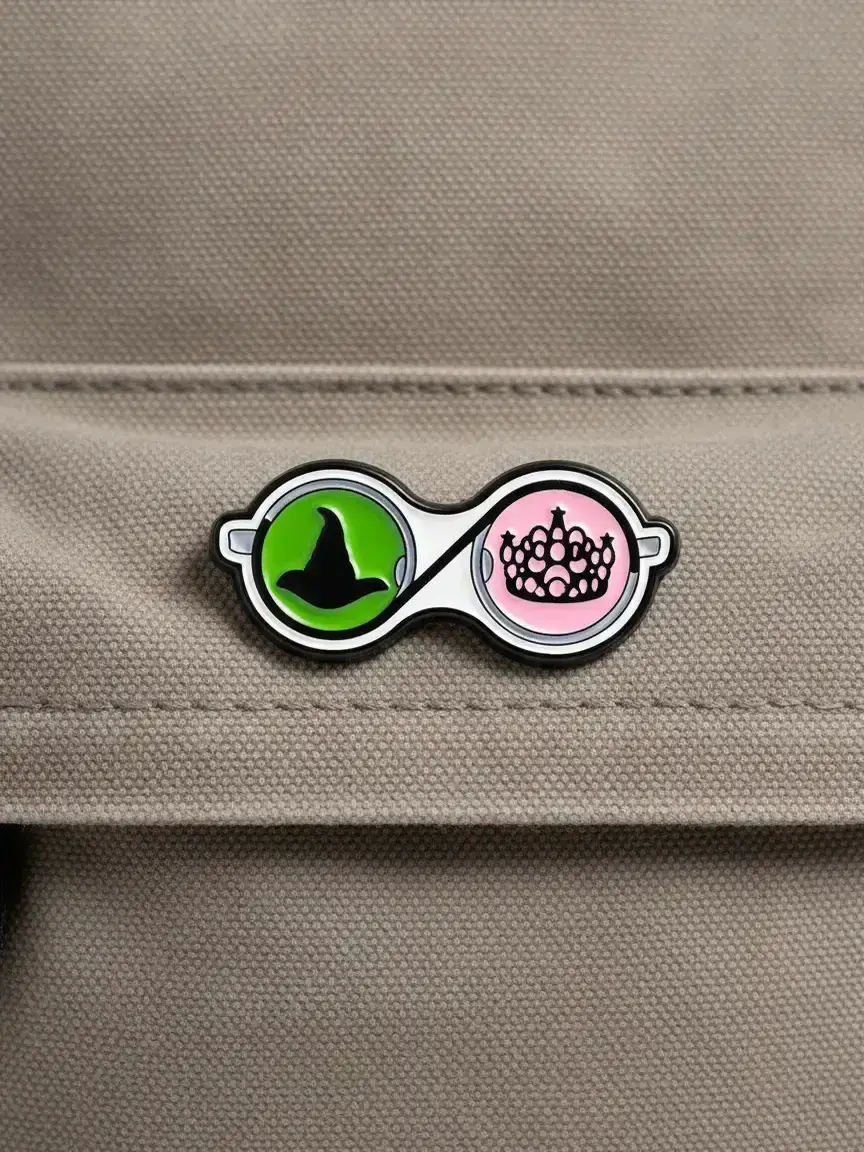 Wicked Fantasy Movie Enamel Pin Evil Witch Elphaba Wizard Hat Glinda Crown Alloy Brooch Pin Lapel Backpack Badge Fashion Jewelry Accessories Gift for Friends