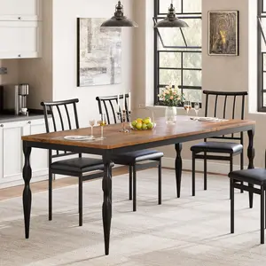 Large 78.8'' Rectangular Dining Table for 6-8 – Sturdy Wooden Tabletop – Sturdy Metal Legs – Industrial Farmhouse Style – Perfect for Dining Room or Kitchen – Ideal for Family Gatherings – Grey