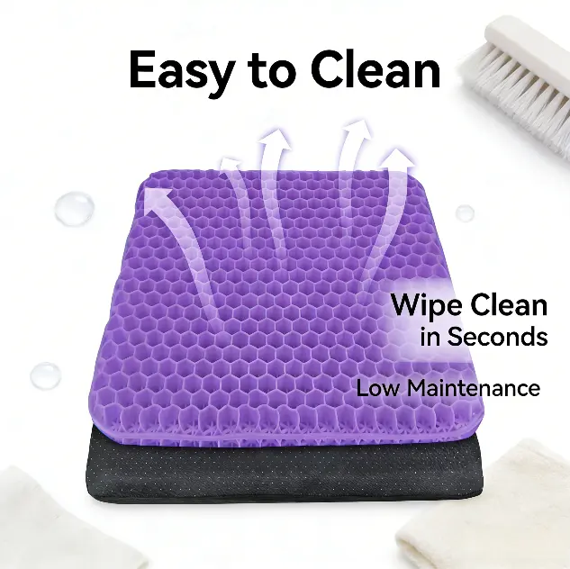 Double-Thick Gel Seat Cushion with Breathable Honeycomb Design, Non-Slip Cover, 15.75x13.39x1 in Pressure Relief for Office, Car, Wheelchair, Elastic Furniture Protector for Pregnant Women, Elderly People, Wheelchair Users