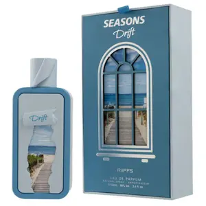 Riiffs Women's SEASON DRIFT Eau de Parfum Spray (3.4 fl oz, 3 to 3.9 fl oz Range) - Single Item Female Herb-Marine Sea-Breeze Scent with Lemon Zest, Grapefruit, Pink Pepper, Ginger, Cedar, Clary Sage, Amber Resin, Labdanum, Sandalwood, Citrus Blend EDP