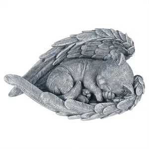 Jinhuoba Garden Ornament with Resin Cat Statue and Angel Wings pet  memorials